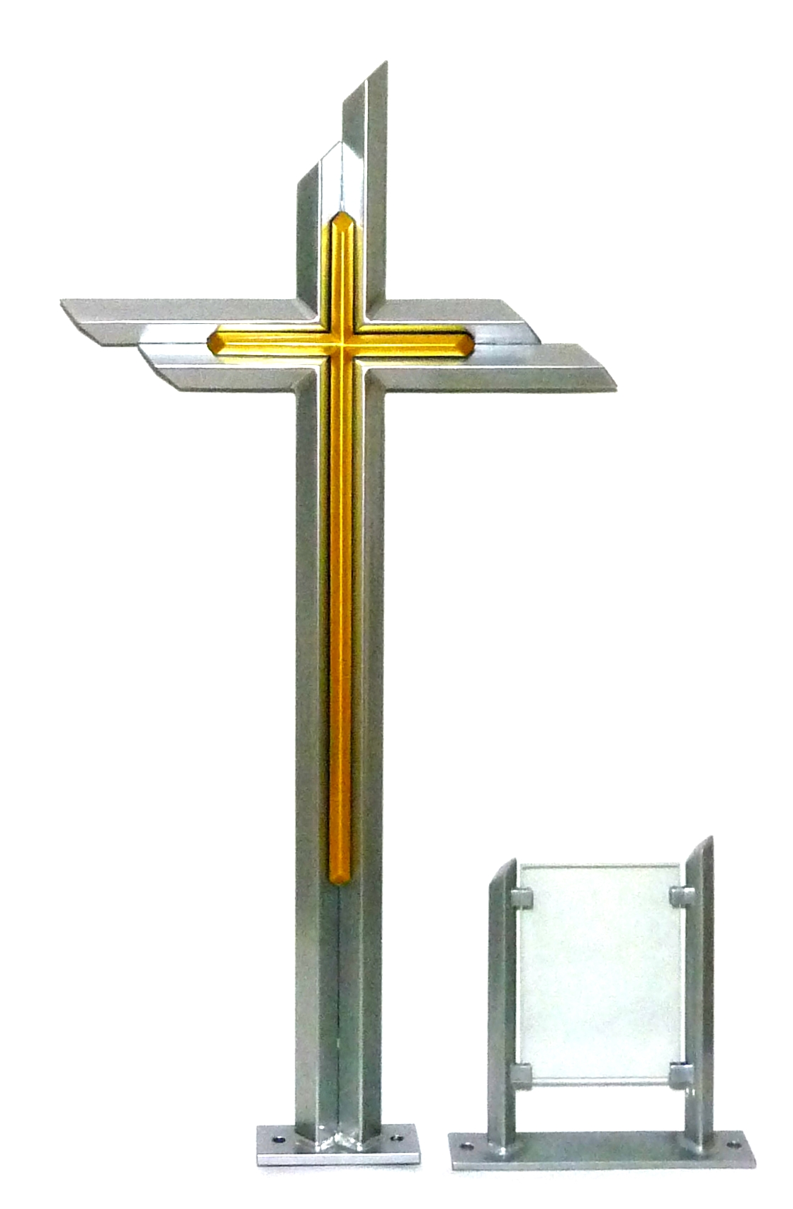 Kříž ocelový, zkrácený s tabukou 