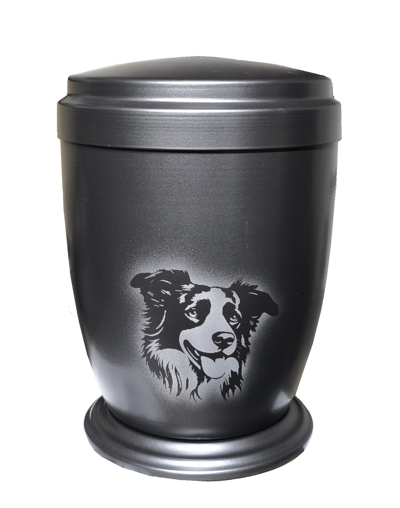 Obal na urnu, šedá metalická mat, pes
